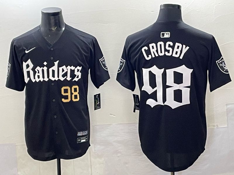 Men 2025 Oakland Raiders #98 Crosby Black 6th generation Joint Name Nike Limited NFL Jersey style 04->los angeles angels->MLB Jersey
